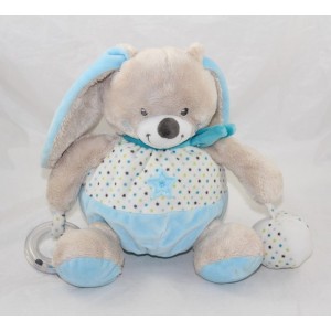 Sensorisches Kuscheltier Ball Hase CHILDREN's WORDS blaue Stern Kugel Rassel Leclerc 22 cm