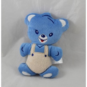 Doudou blue overalls Nestlé bear beige semi flat Bell 16 cm