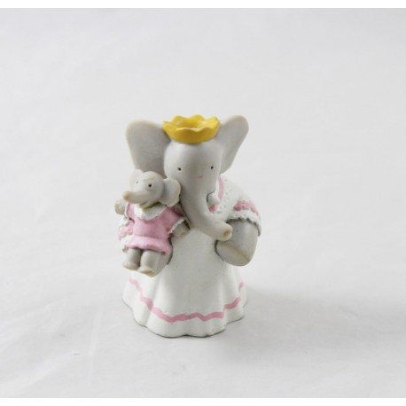 Figurine Babar PLASTOY Céleste et Flore robe blanche L.de Brunhoff 7 cm