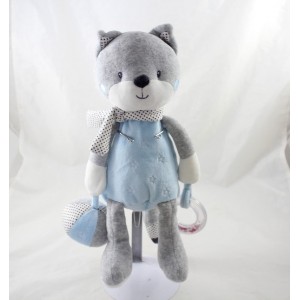 Actividad toallita fox TEX BABY azul gris bufanda lunares pierna 30 cm