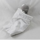 NicoTOY Primer oso de toalla de lino gris blanco
