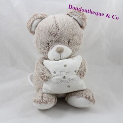 Musical jacket bear TEX BABY Carrefour cushion My brown Doudou seated 20 cm