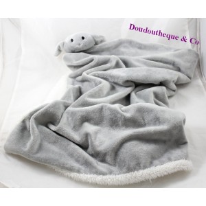 Doudou couverture mouton plaid blanc gris 65 cm