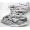 Doudou blanket sheep plaid white gray 65 cm