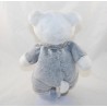 Doudou ours TEX BABY écharpe gris blanc étoiles 26 cm