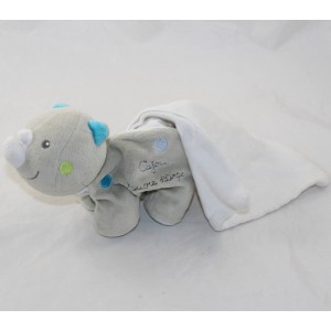 Doudou handkerchief rhinosucre D'ORGE White grey cashew 16 cm