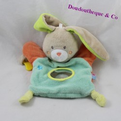 Doudou puppet rabbit SUCRE D'ORGE blue orange star 22 cm