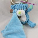 Doudou mouchoir chien BABY NAT' Pantin côtelés bleu 15 cm