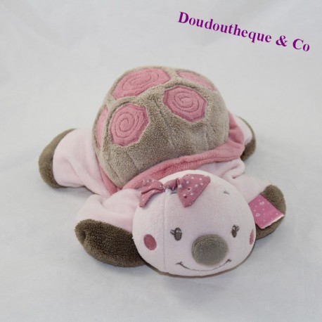 Peluche tortue NATTOU Nina, Jade et Lili rose marron 26 cm