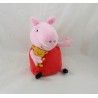 Peluche Peppa Pig JEMINI avec doudou cochon rose habit rouge 18 cm