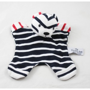Flat doudou bear ARMOR LUX striped navy blue red red IFFIG 20 cm