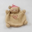 Doudou ratón marrón absorbe corazón bordado con una estrella roja de 20cm
