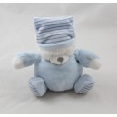 Pequeño oso de peluche MAX - SAX azul Luna rayas Carrefour 12 cm