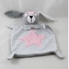 Doudou flach Kaninchen IKKS Sterne Maske rosa grau weiß 21 cm