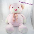 Grande orsacchiotto BABYSUN sciarpa a righe rosa 55 cm