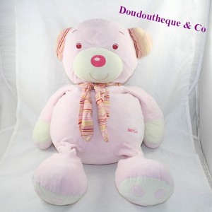 Gran oso de peluche BABYSUN bufanda de rayas rosas 55 cm