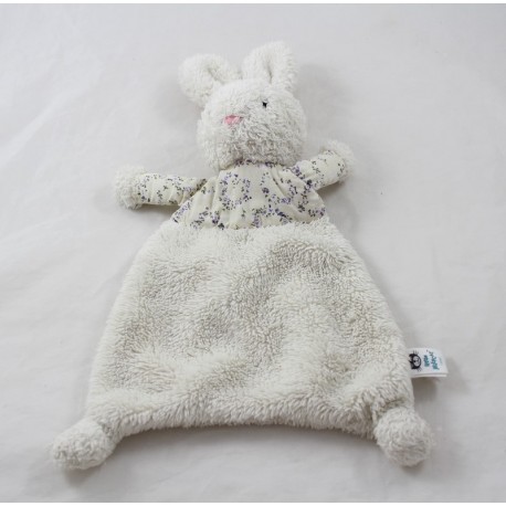 JeLLYCAT white flowery fabric rabbit soft towel 29 cm