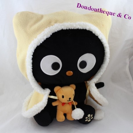 SANRIO nero beige mantello gatto asciugamano 34 cm