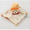 Bear flat Doudou DOUDOU and company pink bonnet collar orange 16 cm