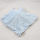 Doudou plat chien KIABI carré bleu blanc écusson orange 21 cm