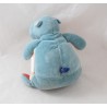 Doudou hippopotame MOULIN ROTY Les Papoum hochet grelot beige bleu 19 cm