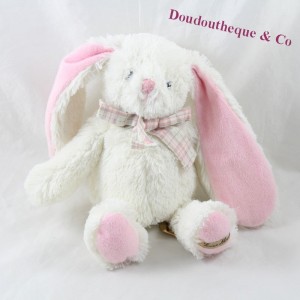 Rabbit LOUISE MANSEN white pink checkered knot 22 cm