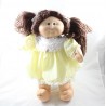 Vintage Puppe CABBAGE PATCH KIDS braun Kleid gelb 40 cm