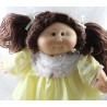 Vintage Puppe CABBAGE PATCH KIDS braun Kleid gelb 40 cm