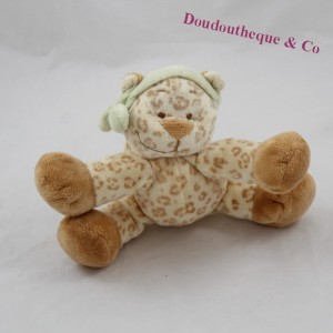 Mini peluche léopard NOUKIE'S Zimbo et Léo bandana vert 17  cm