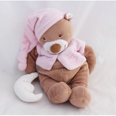 Bear Bibou bear NATTOU pink moon beige cub 27 cm