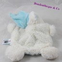 Doudou orso piatto BABY NAT' Il blu turchese bianco abbraccia 17 cm