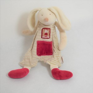 Doudou flat rabbit MOULIN ROTY LINVOSGES 123 red stripe rabbits