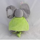 Toalla musical elefante NOUNOURS capa gris verde 26 cm