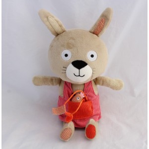 Peluche Lila rabbit OXYBUL FNAC EVEIL AND GAME dress hen 31 cm