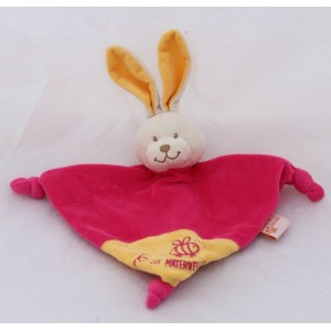 Doudou flat rabbit KINDERGARTENS pink orange bell 26 cm