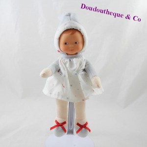 Doudou Puppe COROLLE weiß grau Kleid Sterne 25 cm