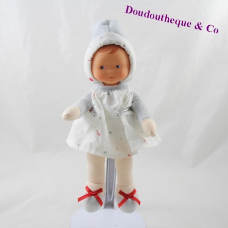 Doudou Puppe COROLLE weiß grau Kleid Sterne 25 cm