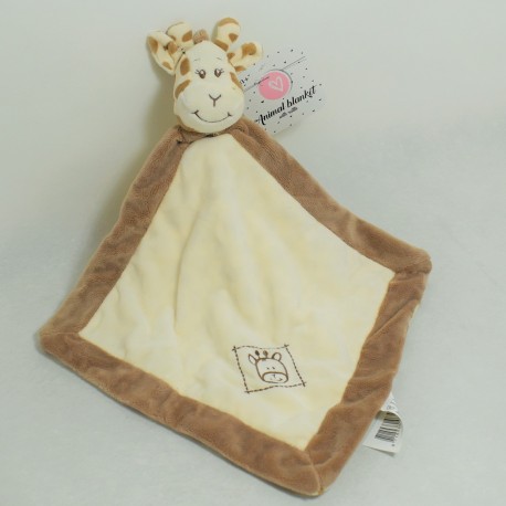 Doudou plat giraffe ANIMAL BLANKET WITH RATTE Glocke weiß und braun