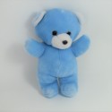 Teddybär Teddy Overall blau karierte Glocke 24 cm