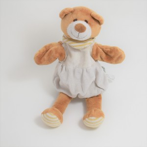 Teddybär MAXITA grauen blauen Mantel Bogen Kopf 20 cm