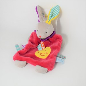 Flat rabbit cuddly toy BABY NAT' Les Zetik't pink cuddly toy of love 28 cm