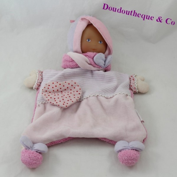 Doudou flat baby COROLLE Babi Corolle pink heart 29 cm - SOS soft