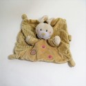 Doudou flat rabbit NICOTOY beige embroidered circles 4 knots
