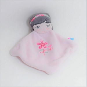 Doudou bambola piatta SUCRE D'ORGE ragazza fiorita fascia 23 cm
