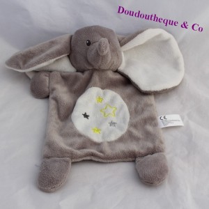 Doudou flacher Elefant NICOTOY Sterne grün grau 27 cm