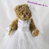 Peluche ours BUKOWSKI robe de mariée blanche Mariage 28 cm
