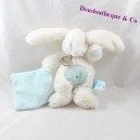 Doudou mouchoir lapin BABY NAT blanc bleu BN695 19 cm