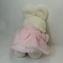 Peluche lapin SAMSUNG  blanc et son bébé robe rose à dentelle