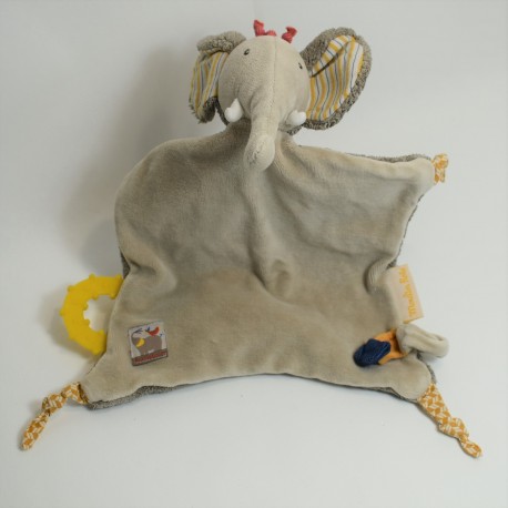 Doudou Elefant MOULIN ROTY Beige 13 cm Papoum Schnuller befestigt Doudou Elefant MOULIN ROTY Beige 13 cm Papoum Schnuller befestigt