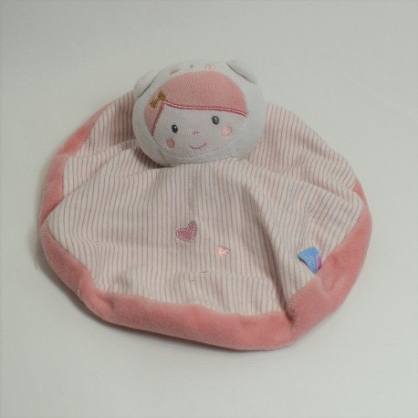 Doudou flachen Puppe Zucker rosa Blumenmädchen 21 cm Doudou flachen Puppe Zucker rosa Blumenmädchen 21 cm